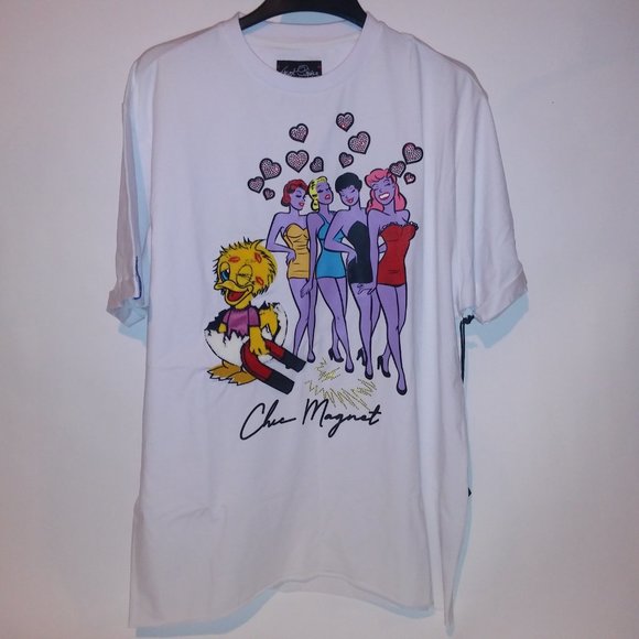 Frost Originals T Shirt Mens 2X White Chic Magnet Rhinestone Bling Stretch - Picture 2 of 13